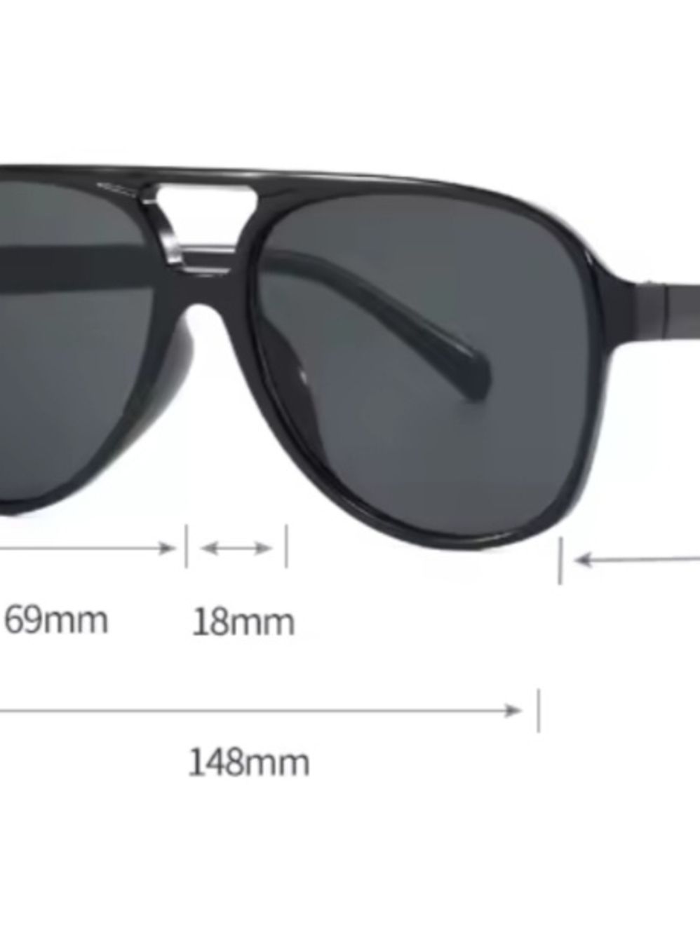 Oversized Aviator Sunglasses in Black and Brown Tint - Picture 3 of 5